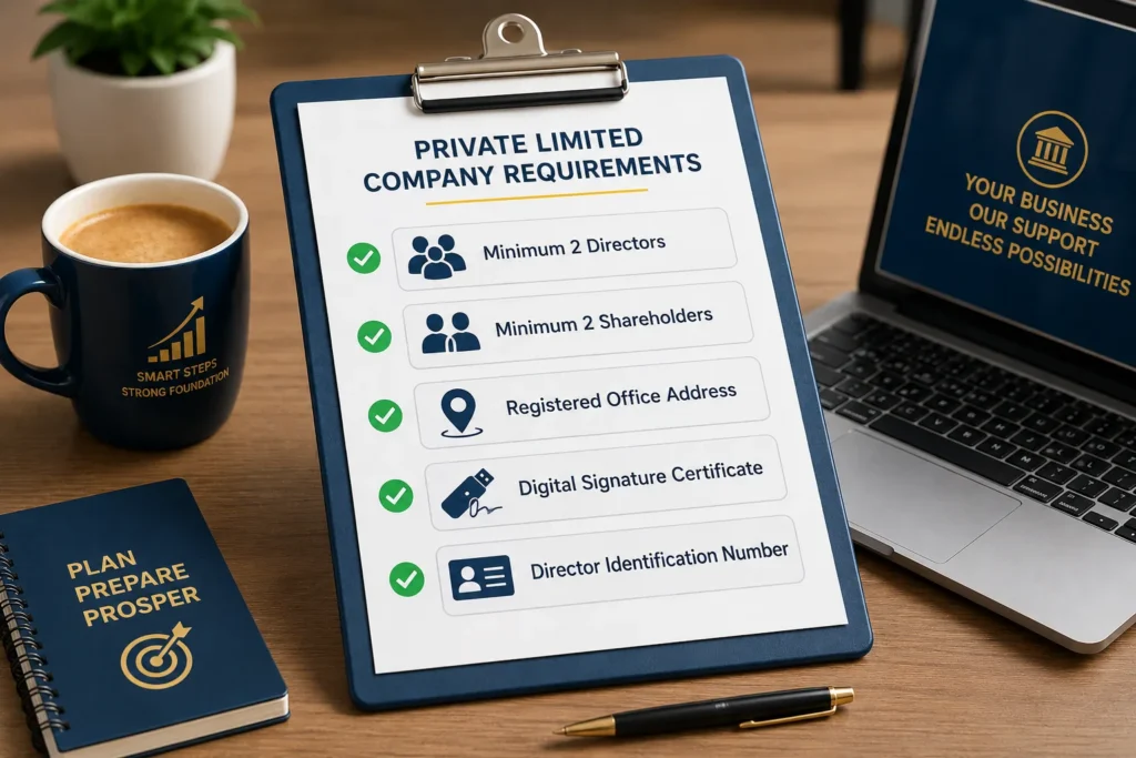 Statutory checklist of minimum requirements to register a private limited company in Delhi